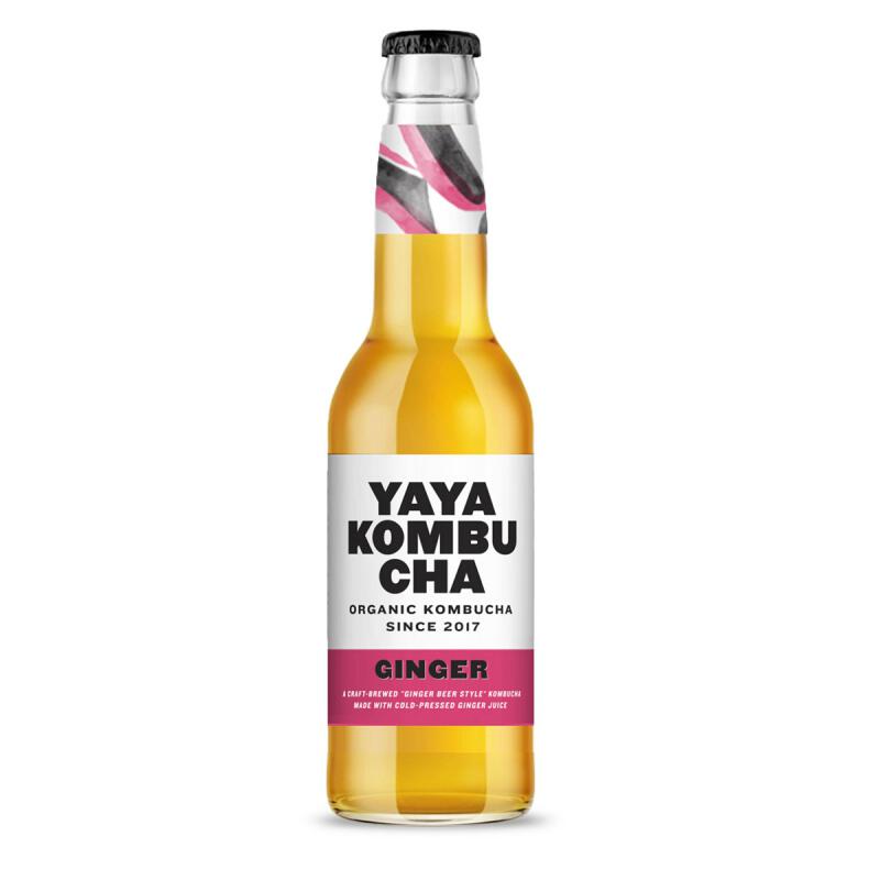 Kombucha ginger fles van YAYA Kombucha, 12 x 330 ml